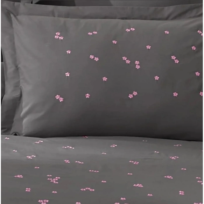 Çift Kişilik Poplin Premium Nakışlı Nev Spring Gri