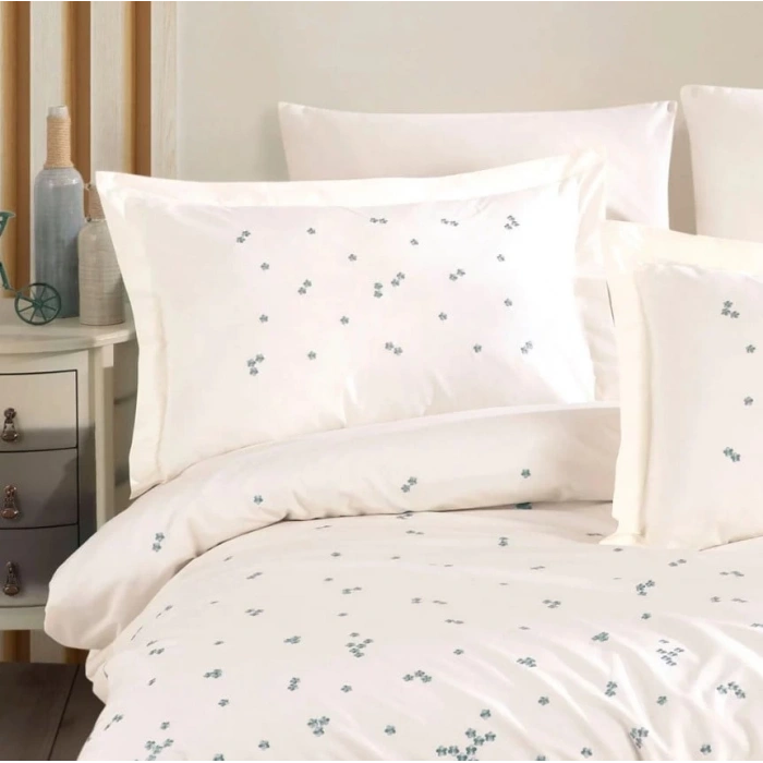 Çift Kişilik Poplin Premium Nakışlı Nev Spring Krem
