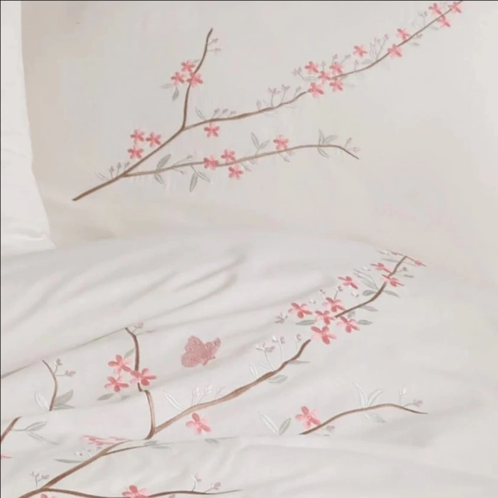 Çift Kişilik Poplin Premium Nakışlı Nev Vera Krem