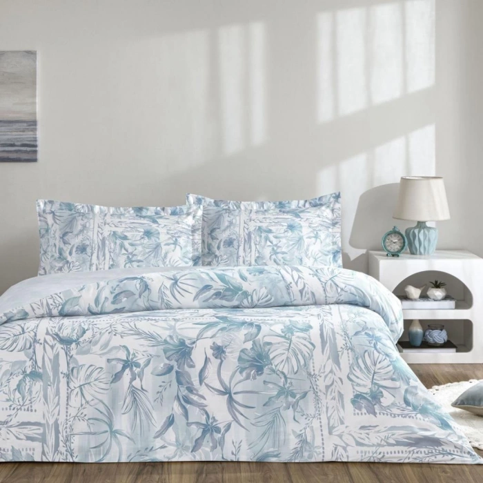 Çift Kişilik Saten Nev Takımı Velora Mavi