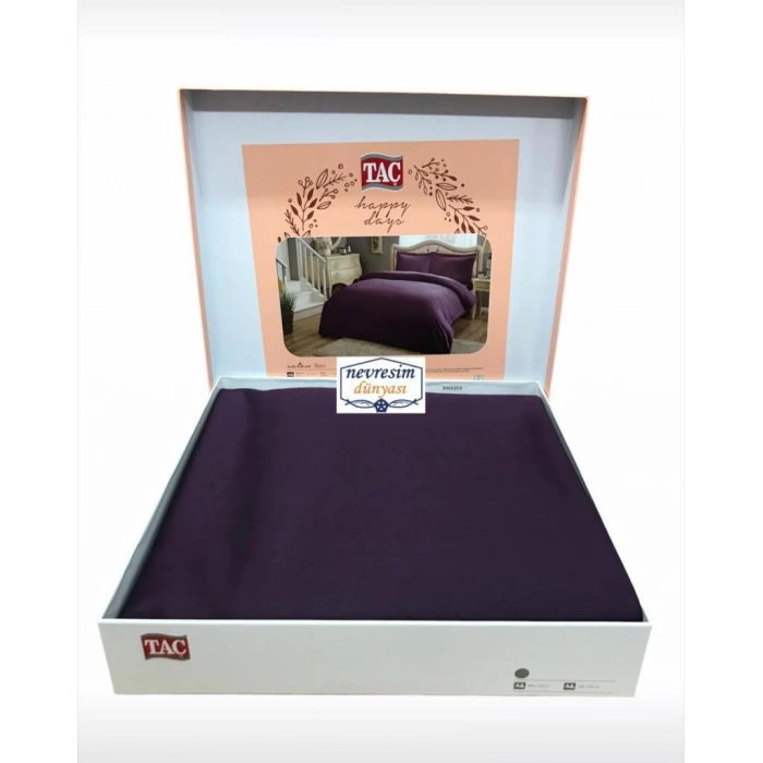 Çift Kişilik Saten Nevresim Takımı Basic Mor