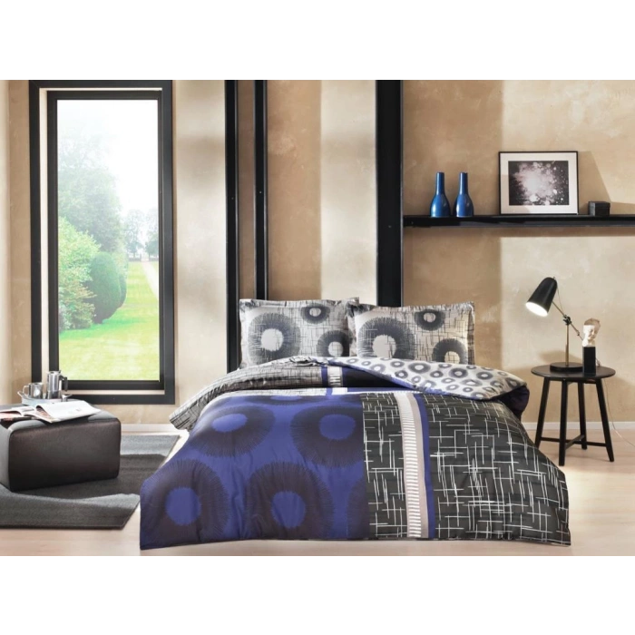 Çift Kişilik Saten Nev Takımı Lionel Lacivert