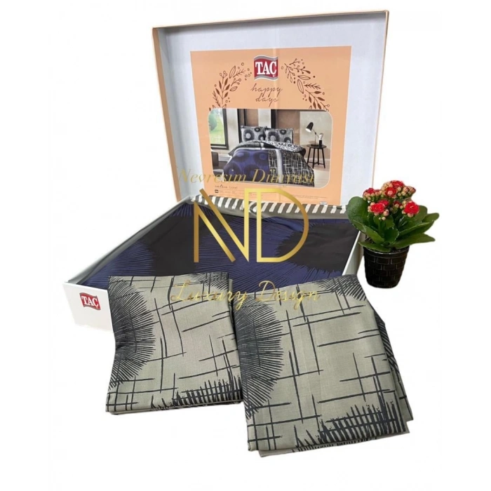 Çift Kişilik Saten Nev Takımı Lionel Lacivert