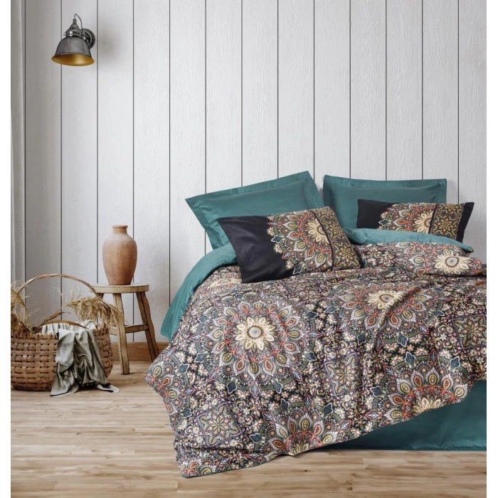 Çift Kişilik Saten Nev Takımı Ornate Petrol