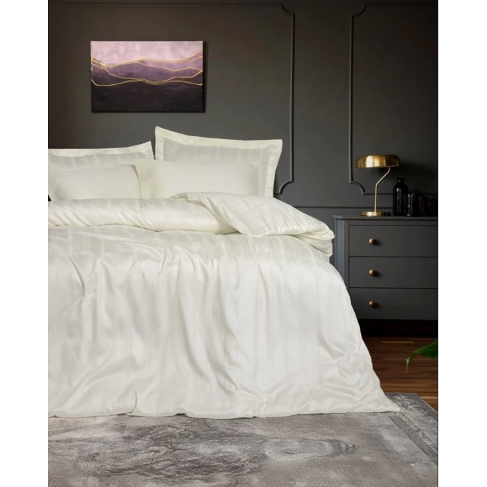 Çift Kişilik Smart Stripe Bambu Saten Nev Takımı Bej