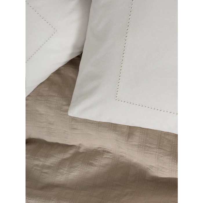 Çift Kişilik Yatak Örtülü Pike Takımı Natura Vilo Bej