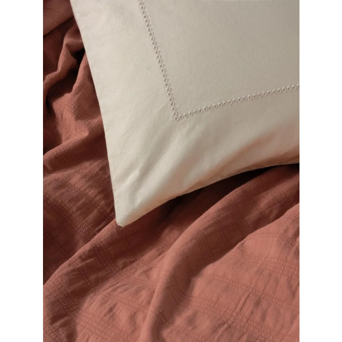 Çift Kişilik Yatak Örtülü Pike Takımı Natura Vilo Kiremit