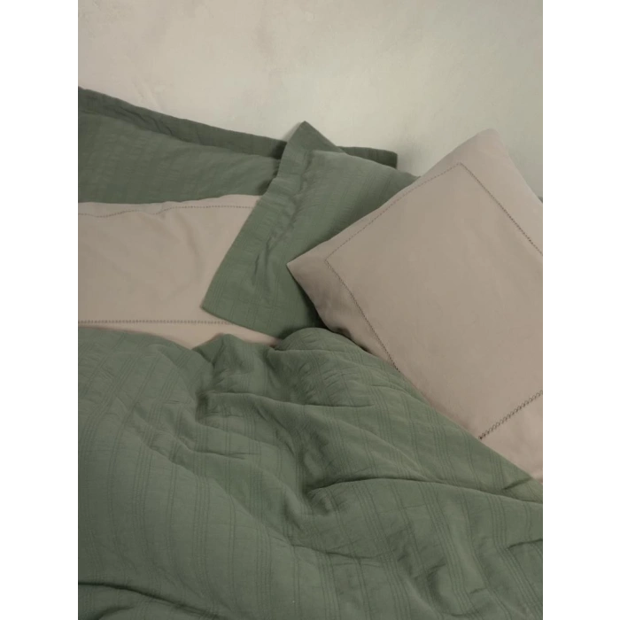Çift Kişilik Yatak Örtülü Pike Takımı Natura Vilo Yeşil