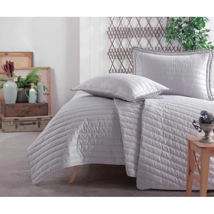 Çift Kişilik Yatak Örtüsü Pedra V2 Gri