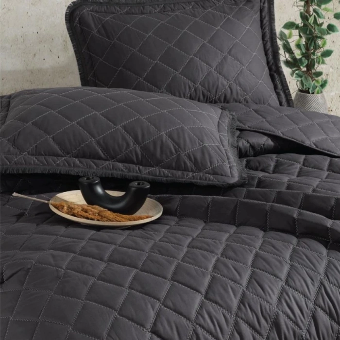 Çift Kişilik Yatak Örtüsü Tafana V1 Antrasit