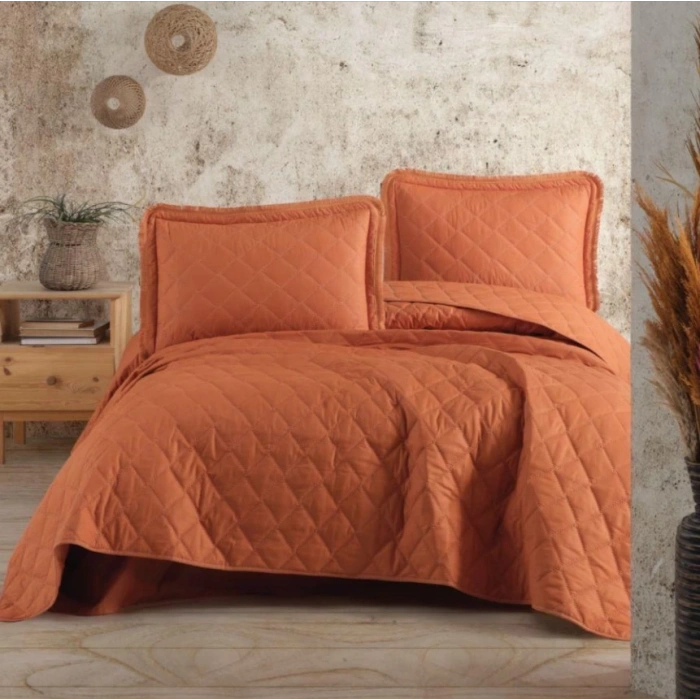 Çift Kişilik Yatak Örtüsü Tafana V2 Oranj