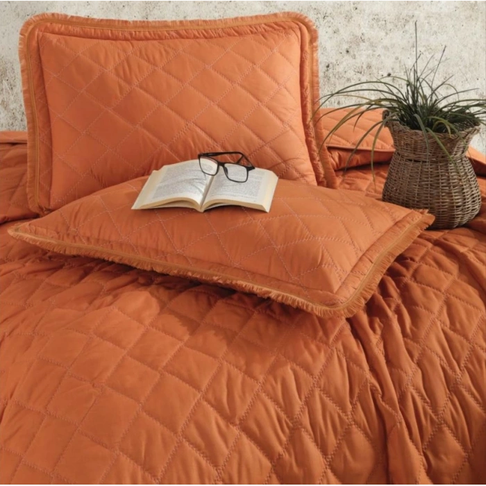 Çift Kişilik Yatak Örtüsü Tafana V2 Oranj