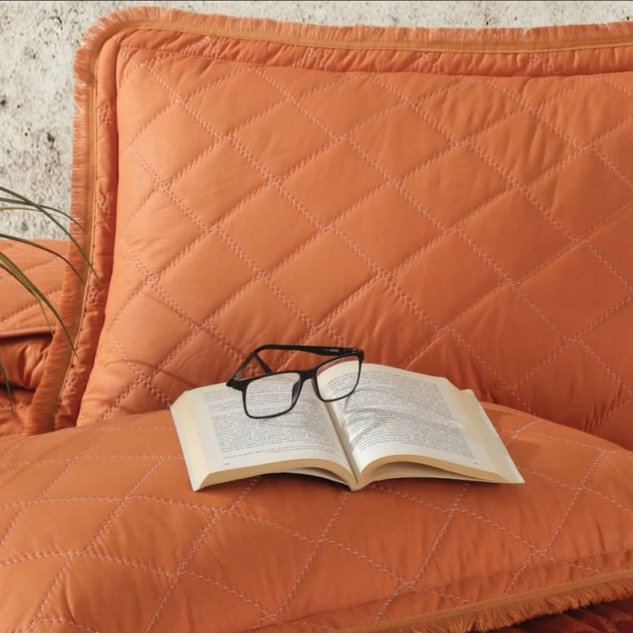 Çift Kişilik Yatak Örtüsü Tafana V2 Oranj