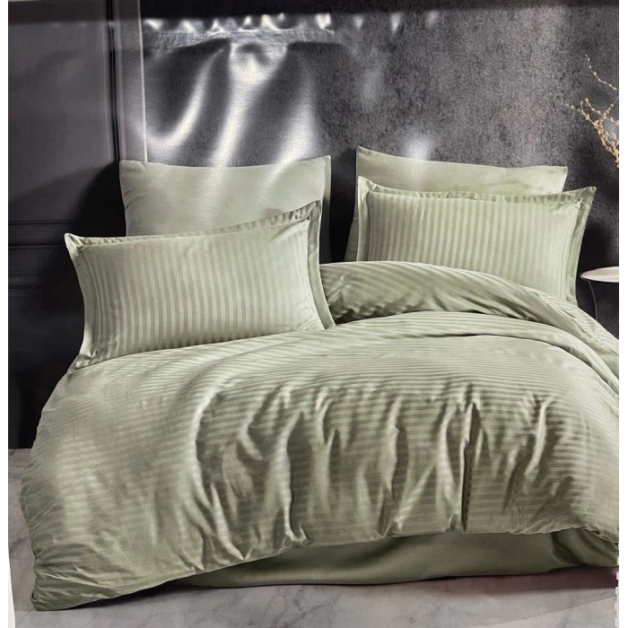 Çizgili Saten Nev Takımı Çift Kişilik Ada Çayı