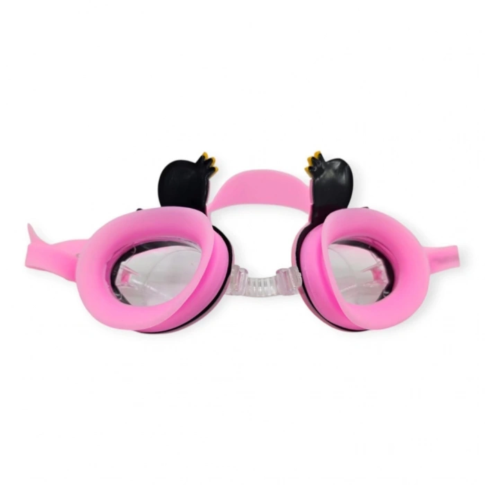Çocuk Yüzücü Gözlüğü Silikon Taşıma Çantalı Pembe Kuğu - 9014