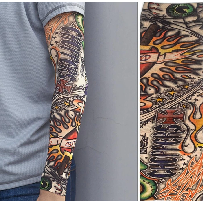 Çorap Dövme Giyilebilir Kol Bacak Dövmesi Likralı 2 Adet Model 19