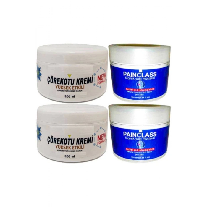 Çörek Otu Kremi XL Boy Sızılara Masaj Bakım Kremi 2x200 ml+Painclass Kuyruk Yağı 2x100 ml Kremi