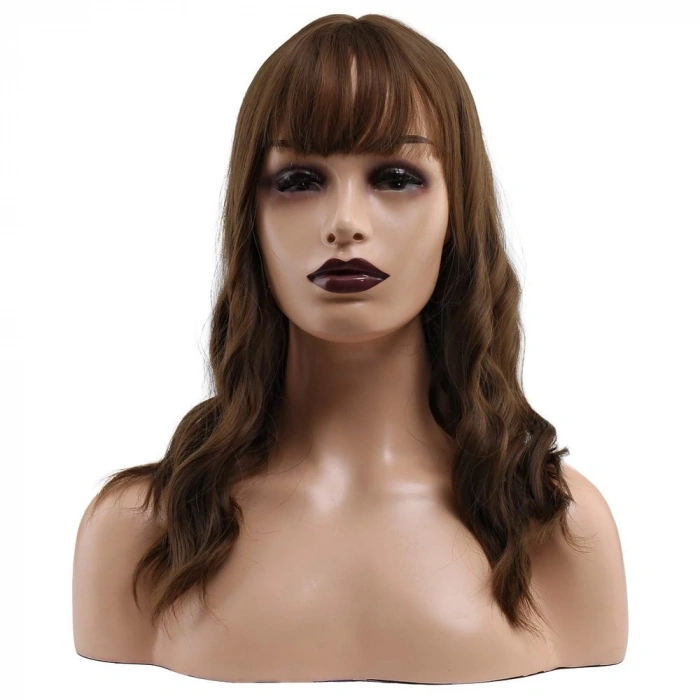 Dalgalı Kısa Perçemli Fiber Sentetik Peruk / Kumral