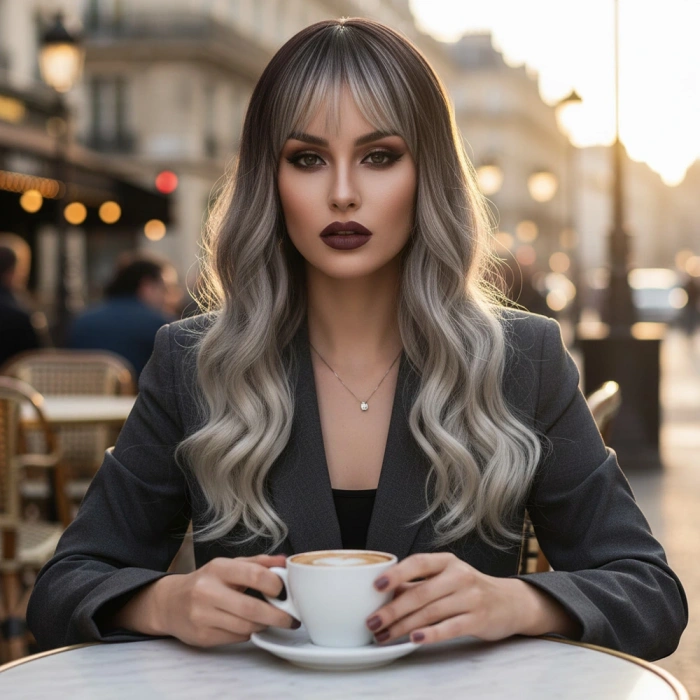 Dalgalı Kısa Perçemli Fiber Sentetik Peruk / Ombre ve Röfleli