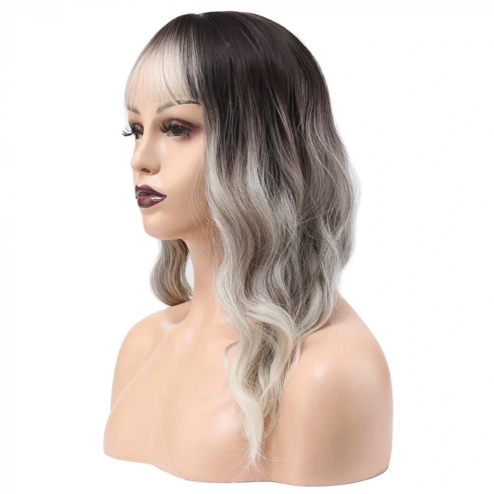 Dalgalı Kısa Perçemli Fiber Sentetik Peruk / Ombre ve Röfleli