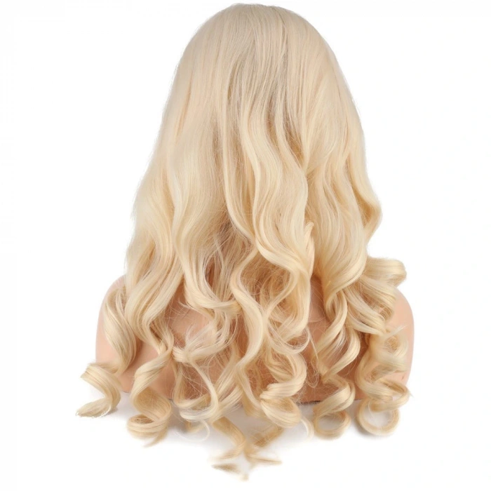 Dalgalı Perçemli Uzun Fiber Sentetik Peruk / Platin