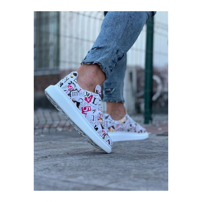 Dergi Desenli Boyalı Erkek Casual Ayakkabı