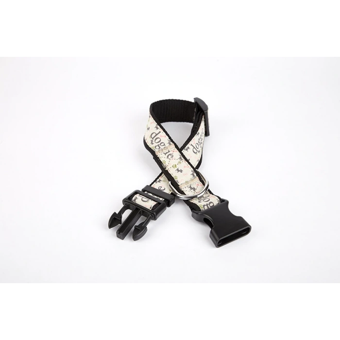 Desenli Süslü Dokuma Köpek Boyun Tasması 1,5 x 25-40 cm Siyah