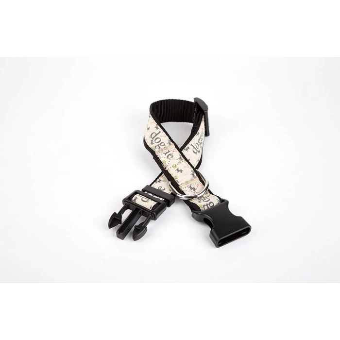 Desenli Süslü Dokuma Köpek Boyun Tasması 1,5 x 25-40 cm Siyah