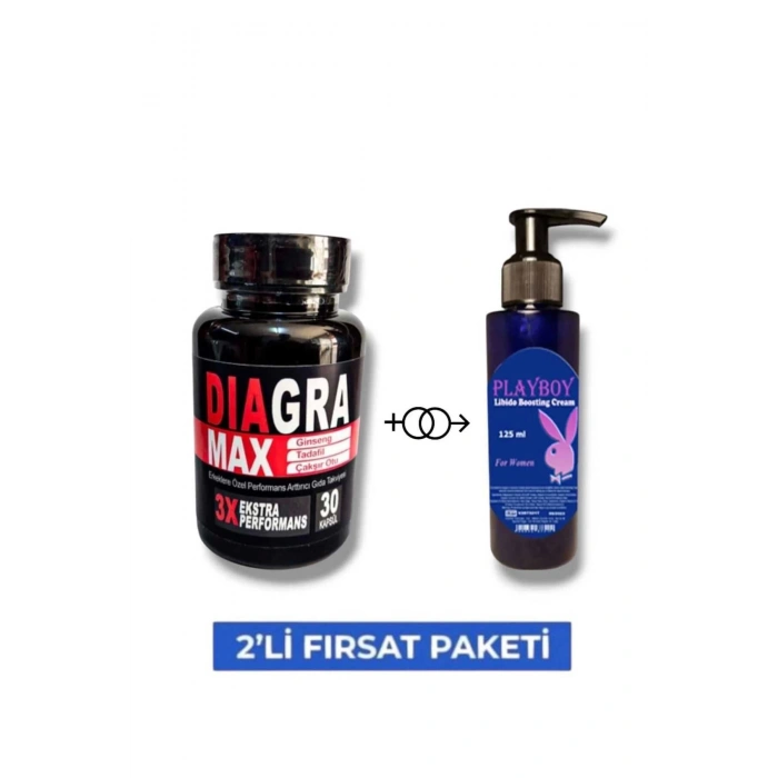 Diagra Max Erkek Performans Geliştirici 30lu Takviye Playboy Lib.ido Arttırıcı Krem 125 ml