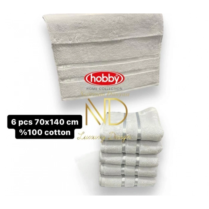 Açık Mavi 50x90 6lı Havlu Seti