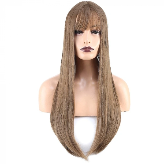 Düz Perçemli Uzun Fiber Sentetik Peruk / Bebek Kumralı