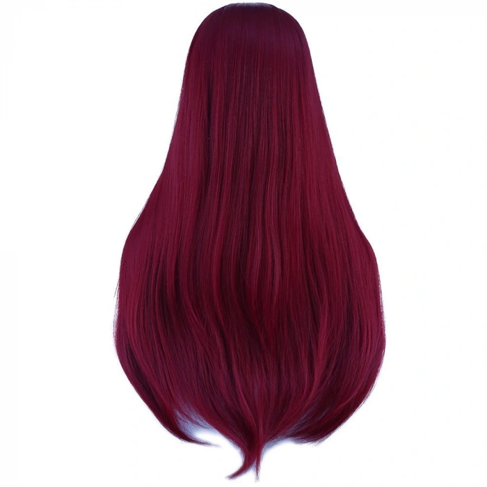 Düz Perçemli Uzun Fiber Sentetik Peruk / Kızıl