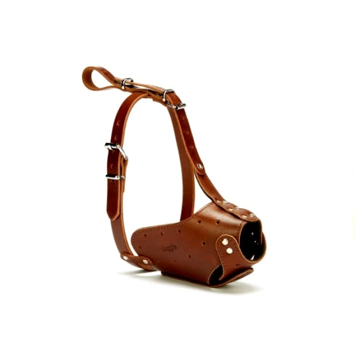 Eğitim Serisi Deri El Yapımı Uzun Blu Köpek Ağızlığı 2x55 cm Kahverengi