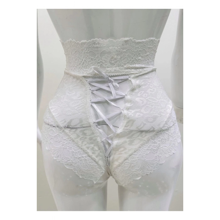 Ekru Dantelli Yüksek Bel Külot Venüs-K1012