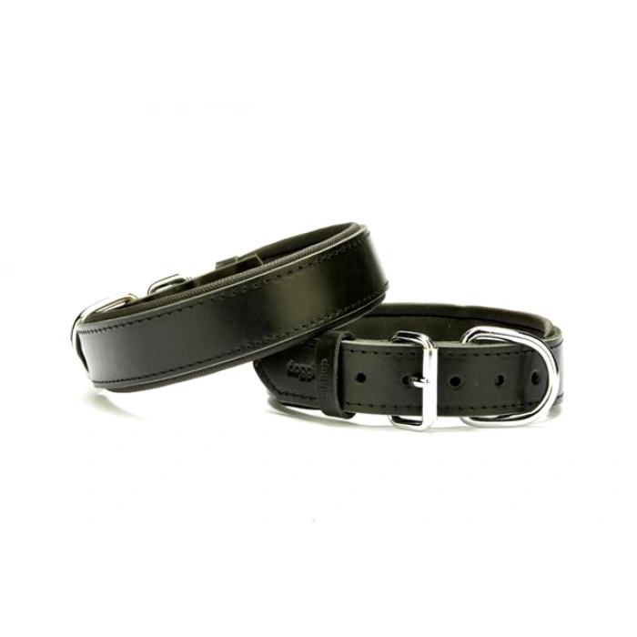 El Yapımı Konforlu Deri Köpek Tasması 3,5x45-50 cm Siyah