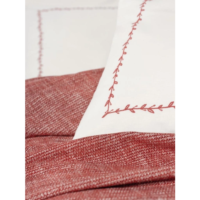 Embrova Şönil Çift Kişilik Yatak Örtüsü/Pike Takımı Loom Bordo
