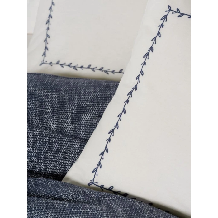 Embrova Şönil Çift Kişilik Yatak Örtüsü/Pike Takımı Loom Lacivert