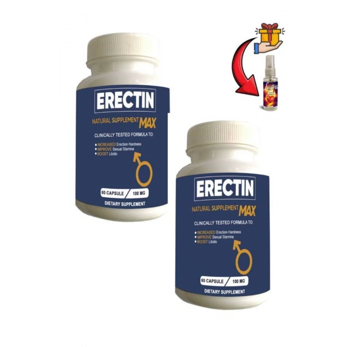 Erectin Max Erkeklere lü&Performansa 60lı Takviye x 2 adet+Lustra Masaj Yağı ile 30 ml