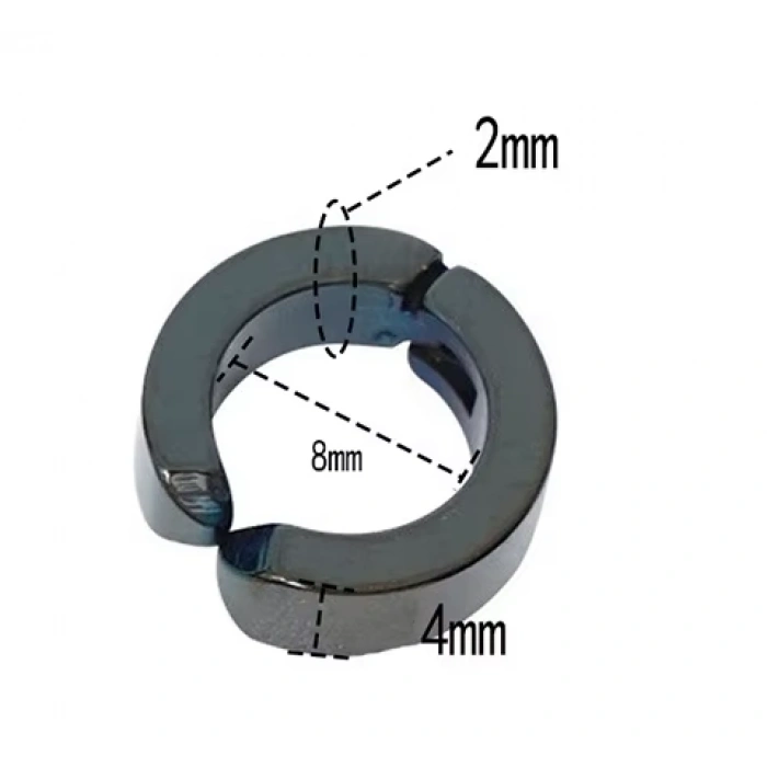 Erkek Küpesi - 1 Adet Çelik Kıstırmalı Küpe Paslanmaz Atmaz Çelik Gümüş Renk Küpe