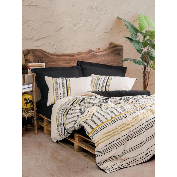 Etnich Nev Takımı Çift Kişilik Elvira Siyah