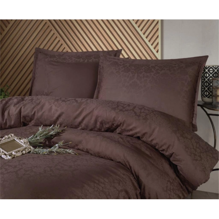 Exclusive Jakarlı Çift Kişilik Pamuk Saten Nev Takımı Royalisa v1 Kahve