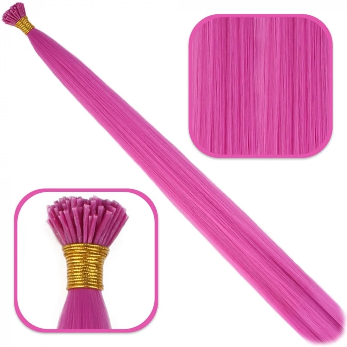 Fiber Sentetik Boncuk Kaynaklık Renkli Saç / Açık Fuşya / 100 Adet