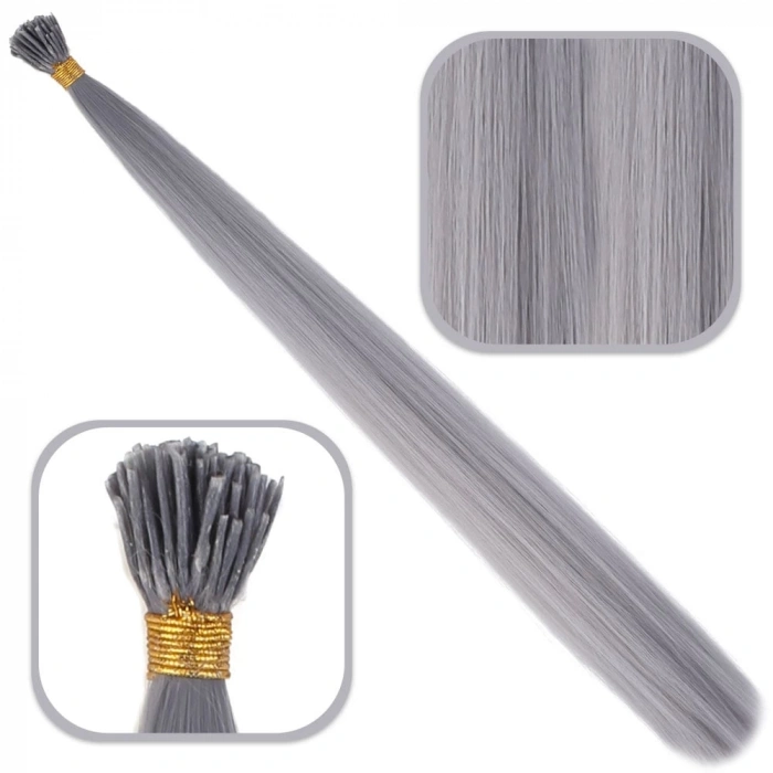 Fiber Sentetik Boncuk Kaynaklık Renkli Saç / Koyu Gri / 100 Adet