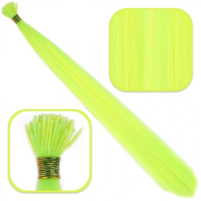 Fiber Sentetik Boncuk Kaynaklık Renkli Saç / Neon Sarı / 100 Adet