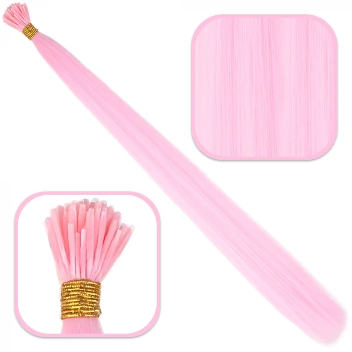 Fiber Sentetik Boncuk Kaynaklık Renkli Saç / Şeker Pembe / 100 Adet