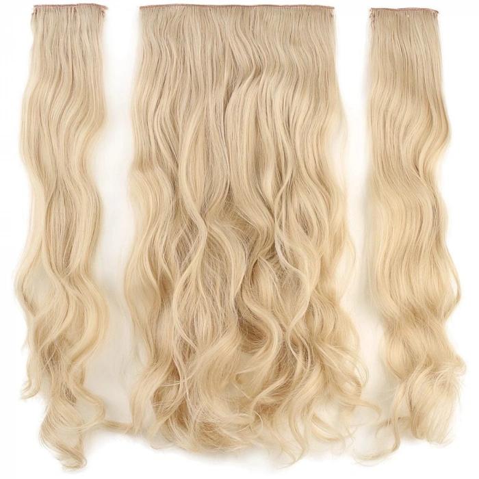 Fiber Sentetik Dalgalı Yarım Ay + 2 Yan Çıt Çıt / Kumral Beyaz Platin Röfleli