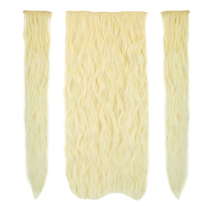 Fiber Sentetik Kabarık Dalgalı Yarım Ay + 2 Yan Çıt Çıt / Açık Platin