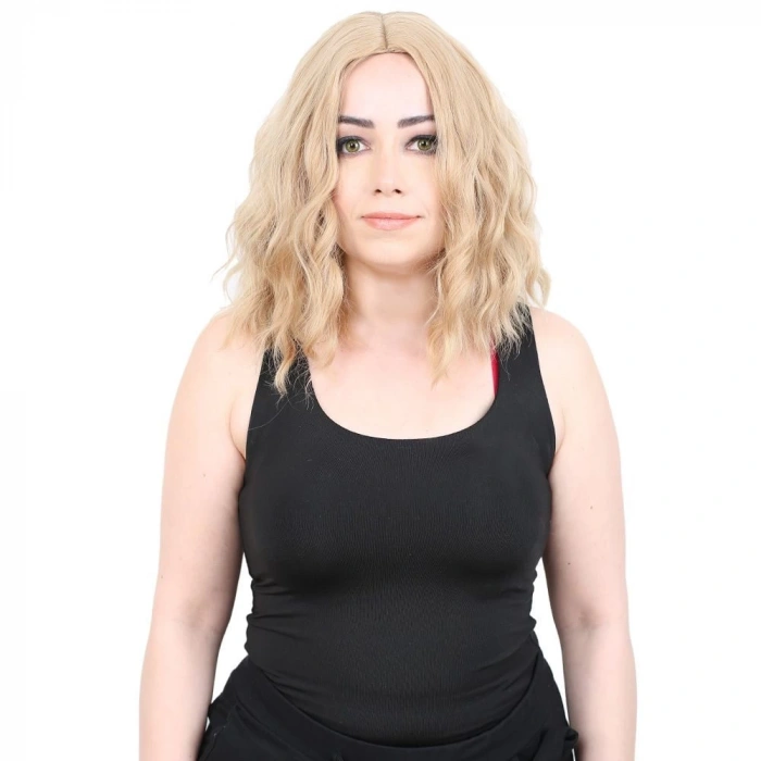 Fiber Sentetik Kısa Dalgalı Perçemsiz Peruk / Balköpüğü