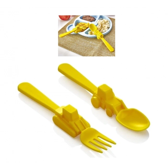 Figürlü  Çatal Kaşık Seti - Sarı