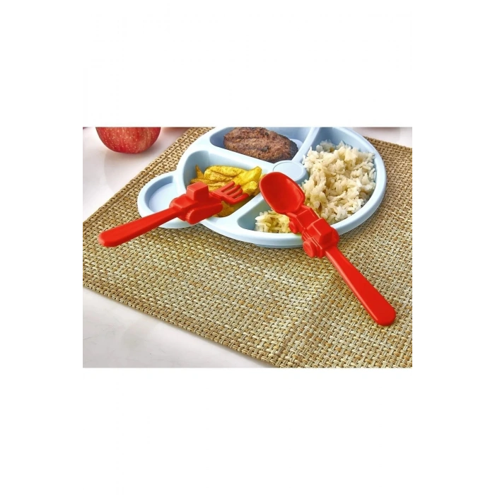 Figürlü  Çatal Kaşık Seti - Kırmızı